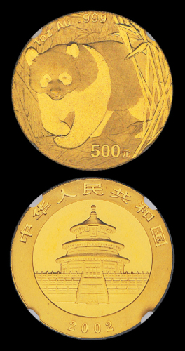 2002年熊猫1盎司金币NGC68