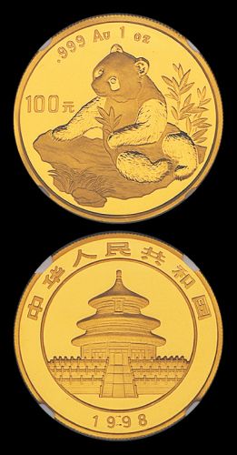 1998年熊猫1盎司金币NGC68