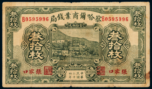 24年察哈尔商业钱局叁拾枚1枚