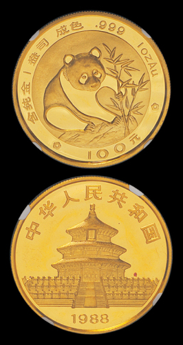 1988年熊猫1盎司金币NGC67