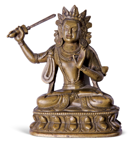 清末民国初持剑菩萨像一尊（所持之剑可取下），高112mm，宽70mm。民国古泉大家旧藏。