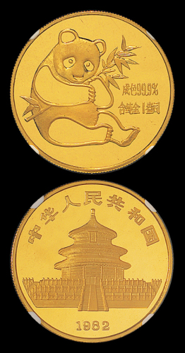 1982年熊猫1盎司金币NGC68