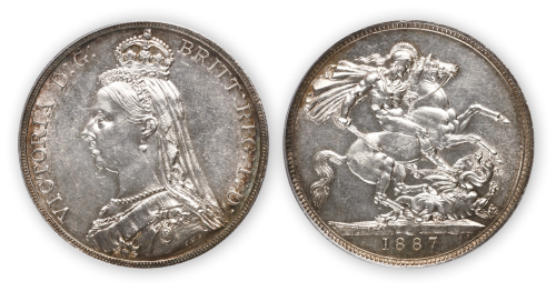 1887年英国马剑银币一枚，PCGS Genuine UNC Details，金盾