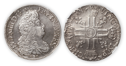 1690年法国路易十四银币一枚，NGC VF Details