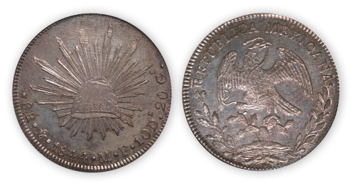 1844年墨西哥“鹰洋”银币一枚, NGC MS64