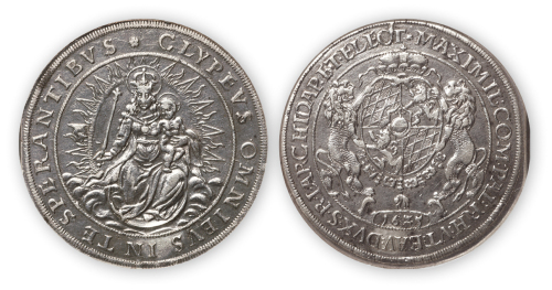 1625年德国巴伐利亚圣母像银币一枚，NGC XF Details