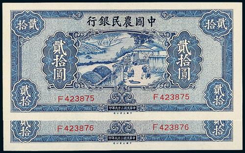 中国农民银行大业版贰拾圆2枚