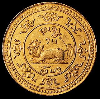 1918年西藏桑松果木黄金圆钱一枚，重量：11.2克，完全未使用品