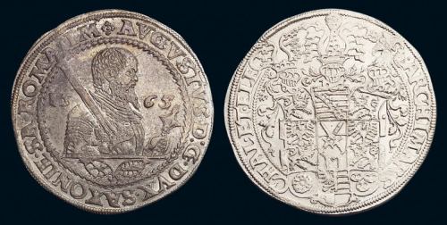 1565年德国萨克森1泰勒银币一枚，完全未使用品