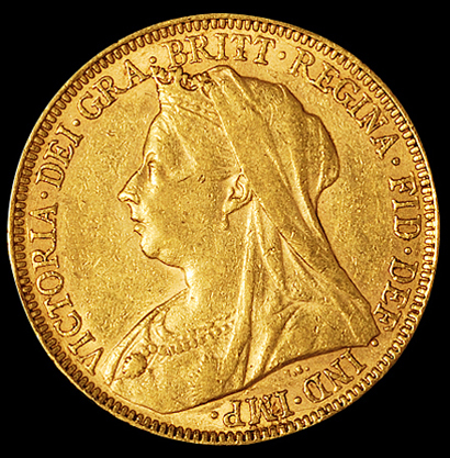 1890、1894年英国马剑1/4盎司金币各一枚，重量：8克/枚，披纱像较少见