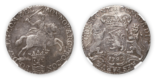 1789年荷兰马剑银币一盾一枚，NGC VF Details