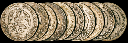 1860－1892年墨西哥鹰洋一组十枚，极美品
