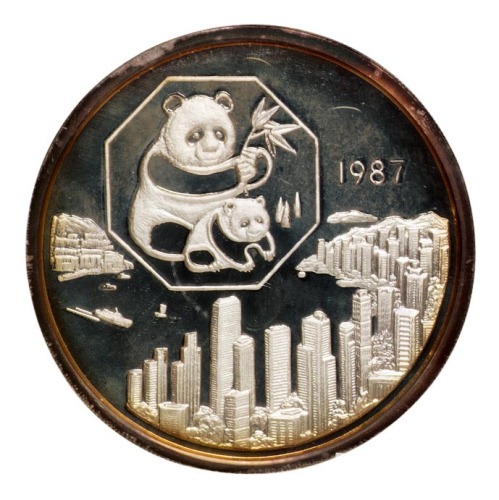 1987年香港第六届国际硬币展览会5盎司熊猫银质纪念章一枚
