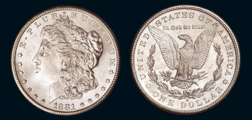 1881年、1884年美国摩根银币各二枚