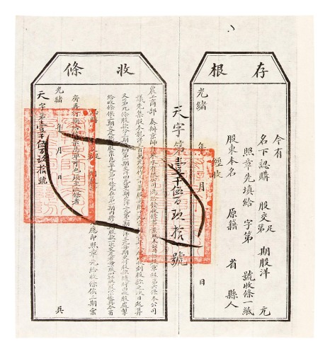 光绪年月京师自来水有限公司股票收条一件