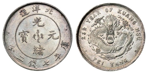 光绪二十五年北洋造光绪元宝库平七钱二分银币一枚