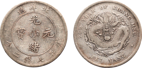 二十六年（1900年）北洋造光绪元宝七钱二分银币（LM459）