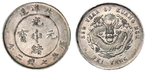 光绪二十五年北洋造光绪元宝库平七钱二分银币一枚