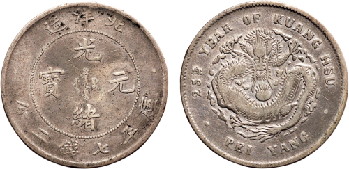 二十五年（1899年）北洋造光绪元宝七钱二分银币（LM454）