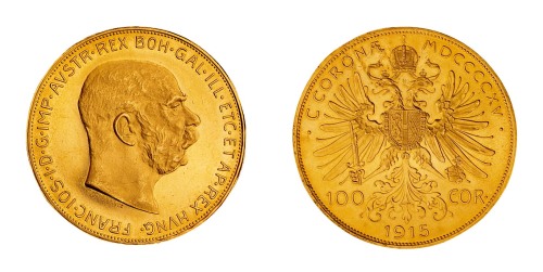 1915年奥地利100克朗精铸金币一枚