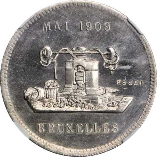 1909年唐绍仪访布鲁塞尔纪念章 NGC MS 65