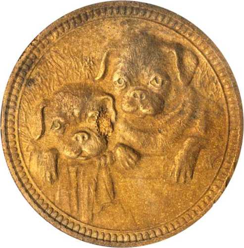 汉立克纳浦双狗广告样章 PCGS AU Details