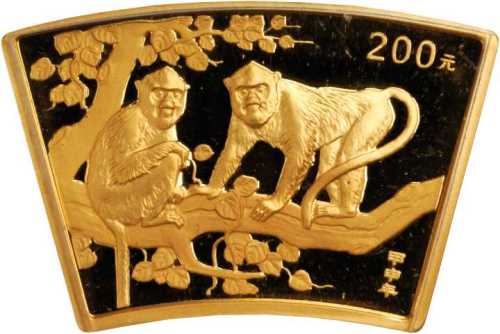 2004年甲申(猴)年生肖纪念金币1/2盎司扇形 完未流通