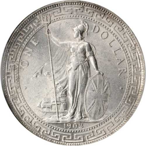 1902-C年站人贸易银元 NGC MS 63