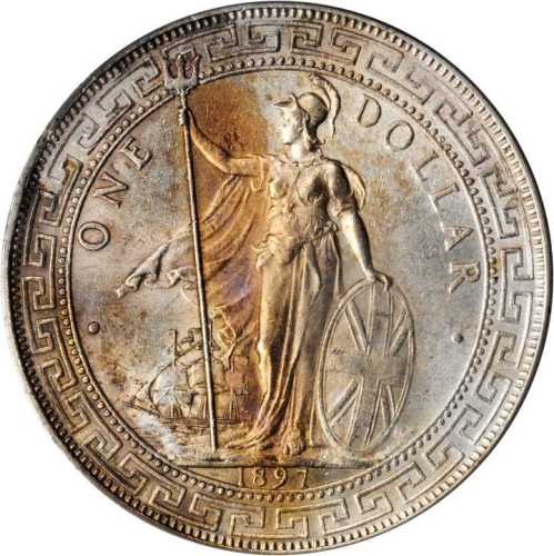 1897-B年站人贸易银元 PCGS MS 63