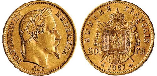 1867年拿破仑三世20法郎金币