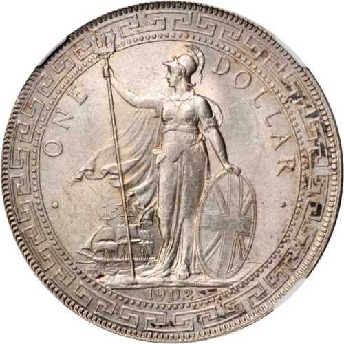 1902-C年站人贸易银元 NGC MS 62