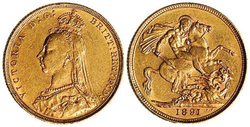 1891年英国维多利亚女皇骑马金币