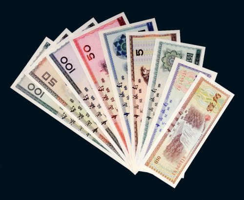中国银行外汇兑换券一套九枚全