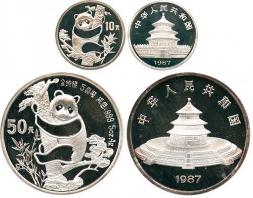 1987年熊猫纪念银币50元含纯银5盎司 完未流通