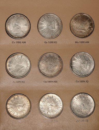 1898年-1909年墨西哥鹰洋银币一册三十六枚
