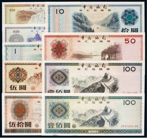 中国银行外汇兑换券（一组九枚）