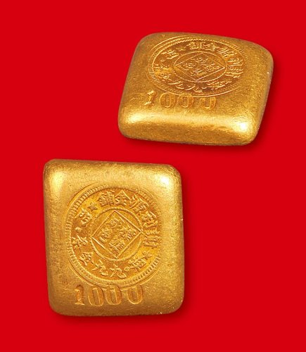 “澳门谢利源金铺标准成色九九金条”一两金锭