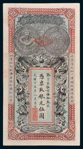 安徽裕皖官钱局银元伍圆