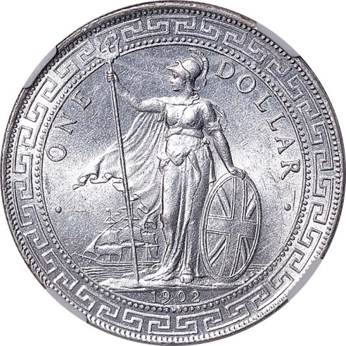 1902香港贸易银一圆 UNC