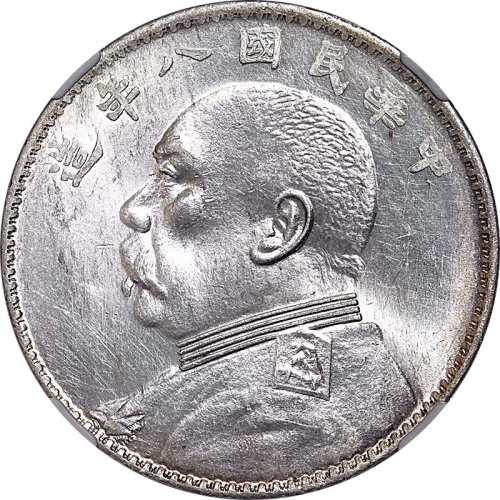 1919民国八年袁世凯像结上点版一圆 