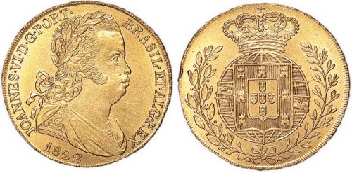 1822年巴西6400R金币