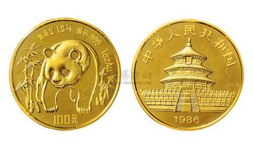 1986年熊猫100元金币