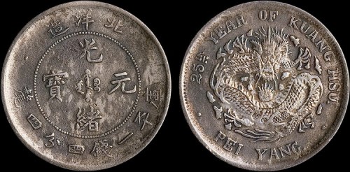 1899年光绪二十五年北洋造光绪元宝一钱四分四厘银币（LM456）