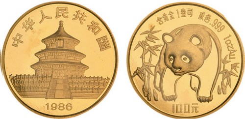1986年熊猫100元金币