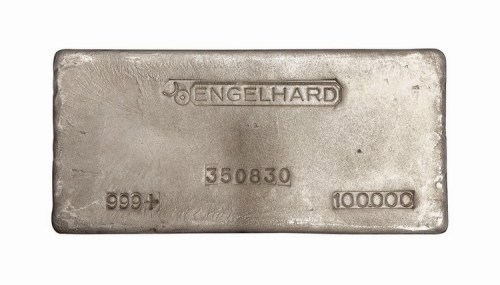 美国“ENGELLHARD”100盎司大型银砖