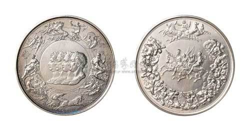 1900年滑铁卢战役175周年，英国皇家造币厂将原模改制63mm成色925之大型纪念银章