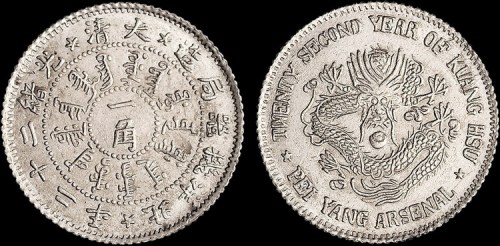 1896年光绪二十二年北洋机器局造壹角银币（LM442）