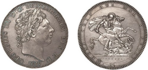 1819年英国乔治三世国王像1克朗银币