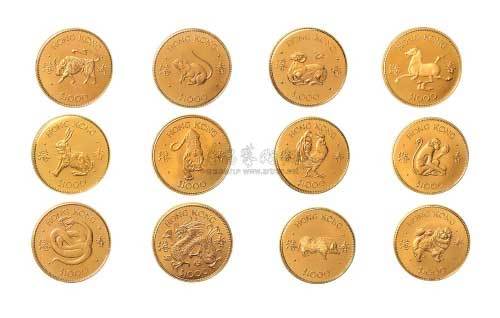 1976-1987年香港十二生肖系列1000元金币十二枚全