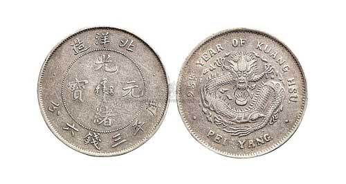1899年二十五年北洋造光绪元宝三钱六分银币（LM455）